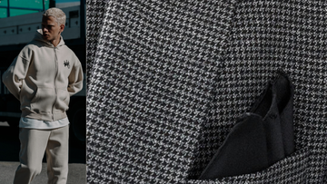 Ανδρικό casual σύνολο με hoodie και joggers, λεπτομέρεια υφάσματος σακακιού|SOLO