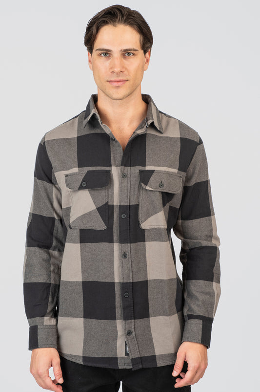 Πουκάμισο Φανέλα Rebase 252RGS-5102  Black-MD Grey