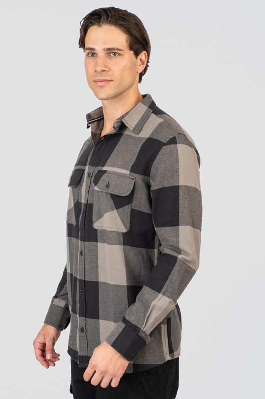 Πουκάμισο Φανέλα Rebase 252RGS-5102  Black-MD Grey
