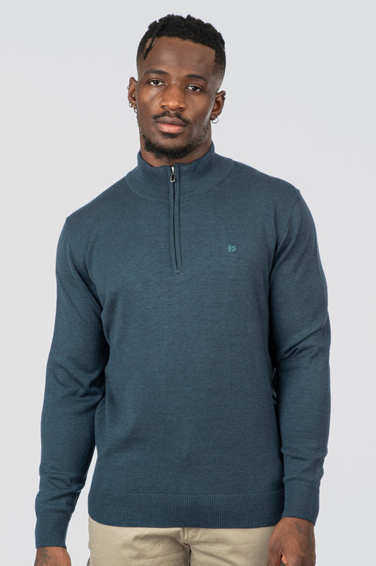 Πλεκτό  Half-Zip Rebase 252RKNIT-8032  Teal Melange
