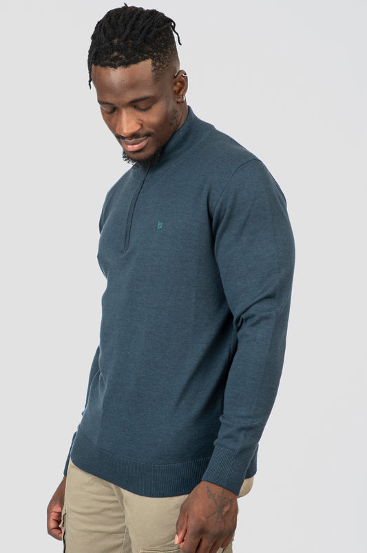 Πλεκτό  Half-Zip Rebase 252RKNIT-8032  Teal Melange