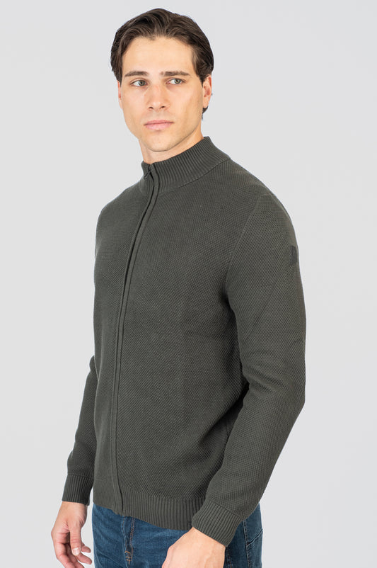 Πλεκτή Ζακέτα Rebase 252RKNIT-8035  Dark Green