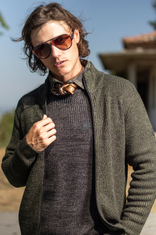 Πλεκτή Ζακέτα Rebase | Λαδί